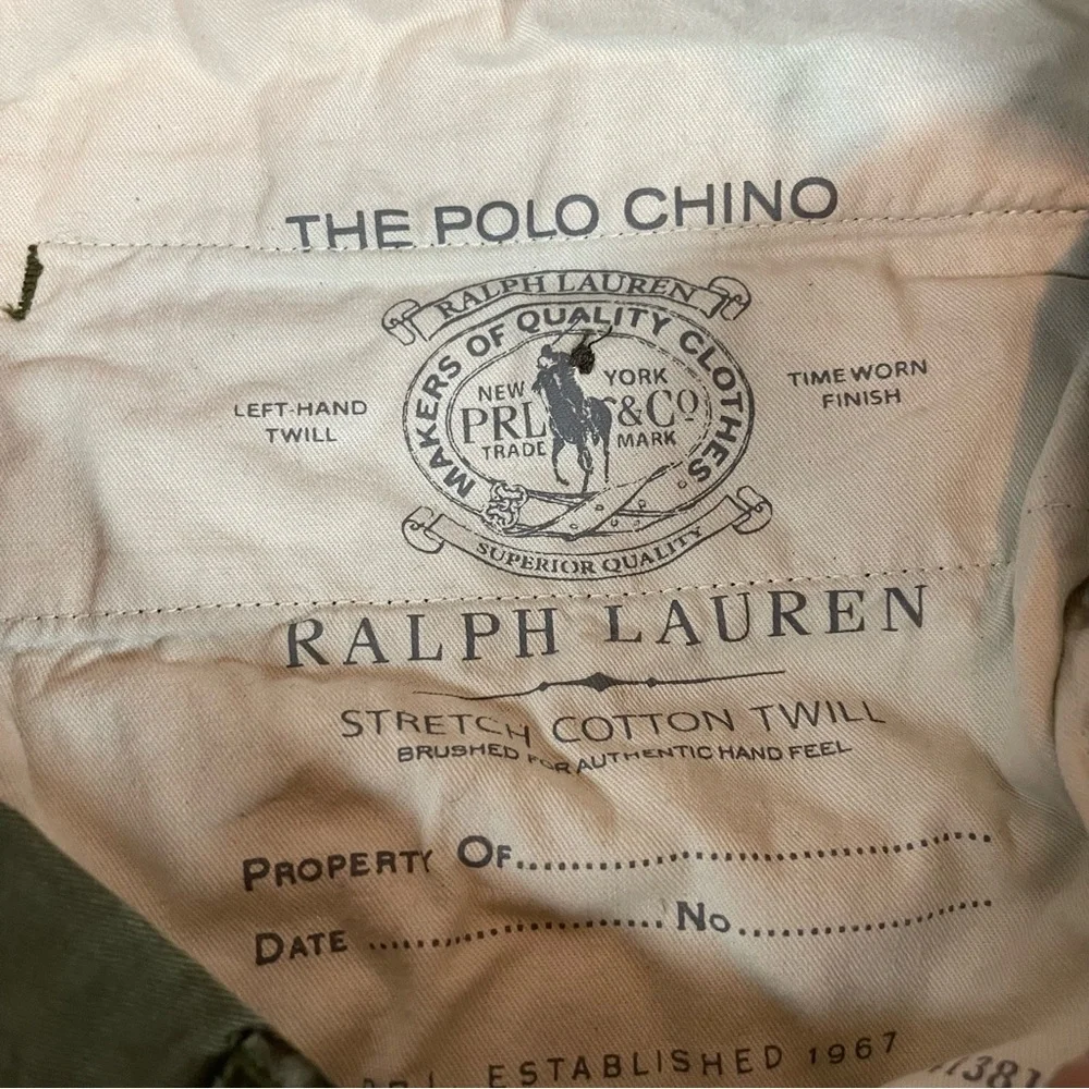 Polo Ralph‎ Lauren Mens Stretch Straight Fit Chino Pants Olive Green 38x30
